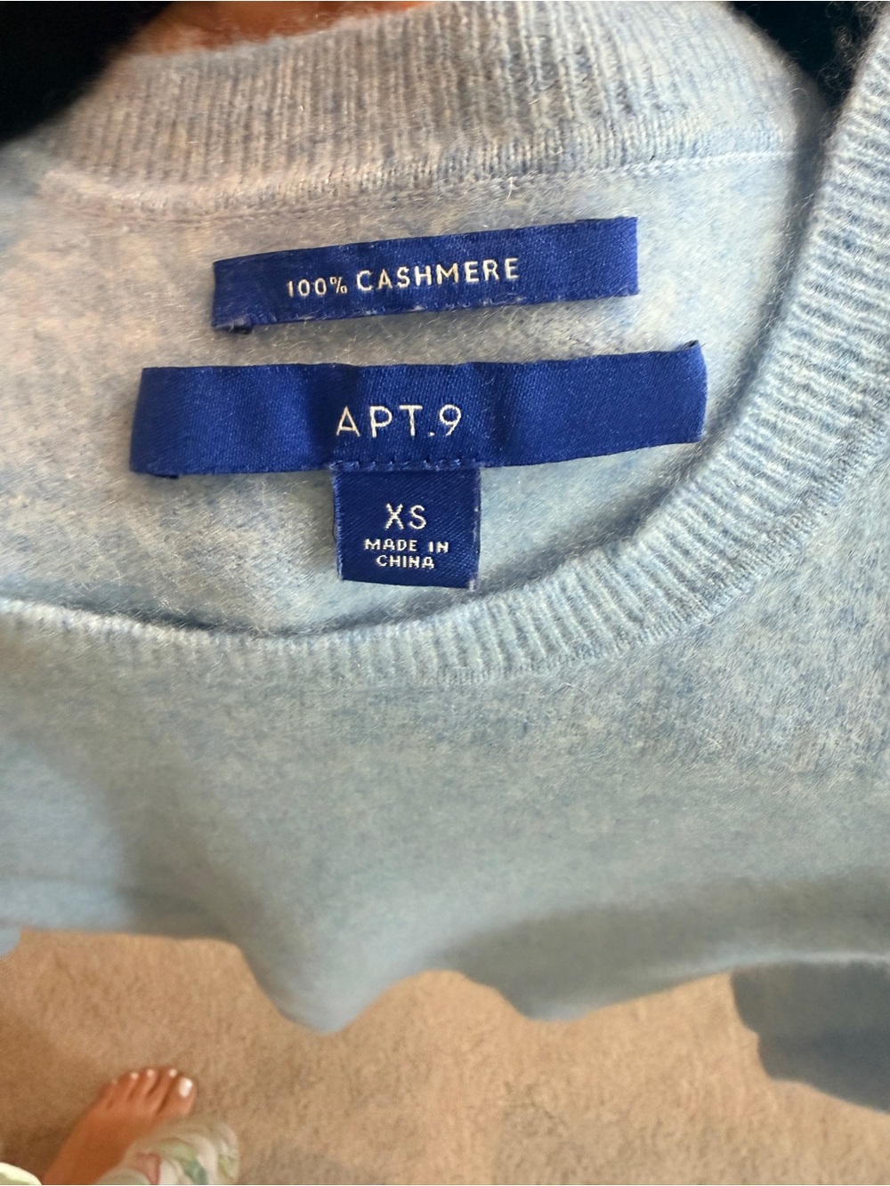 Apt. 9 Pale Blue 100% Cashmere Crewneck Sweater - Picture 6 of 7